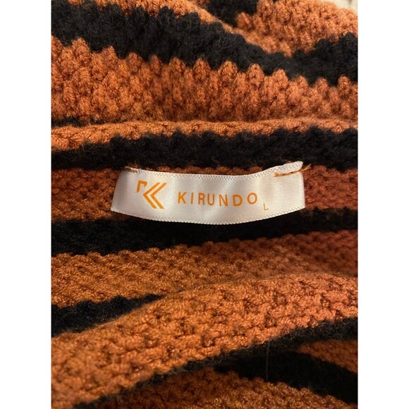 Kirundo Sweater Womens Size Large Oversized Striped Black & Brown Stretchy - Picture 8 of 12